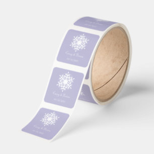 Winter Snowflakes in Lavender Wedding Square Sticker