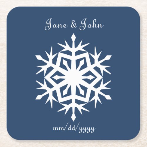 Winter Snowflakes in Navy Paper Coaster