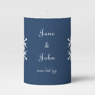 Winter Snowflakes in Navy  Pillar Candle