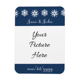 Winter Snowflakes in Navy Save-the-Date Magnet