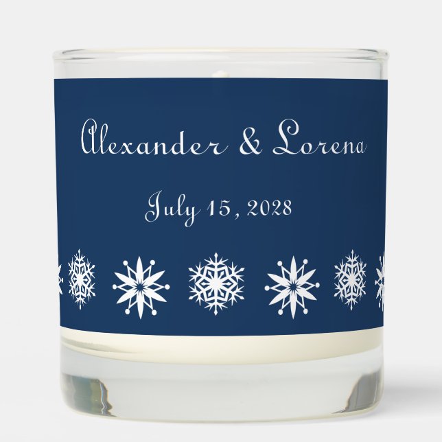 Winter Snowflakes in Navy Scented Candle (Front)