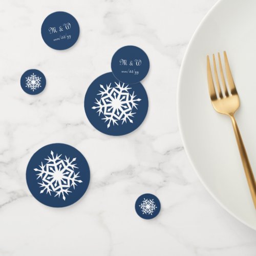 Winter Snowflakes in Navy Table Confetti