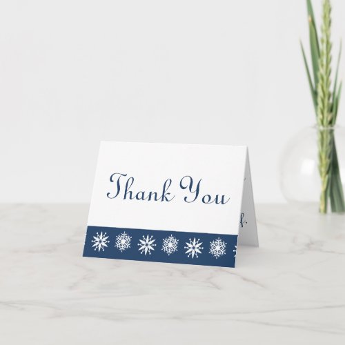 Winter Snowflakes in Navy Thank You Card