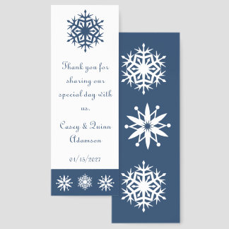 Winter Snowflakes in Navy Wedding Favor Bookmarks