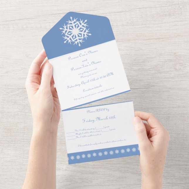 Winter Snowflakes in Periwinkle All In One Invitation (Tearaway)