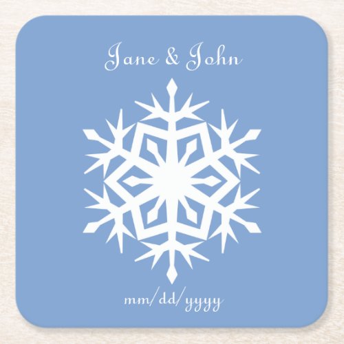 Winter Snowflakes in Periwinkle Paper Coaster