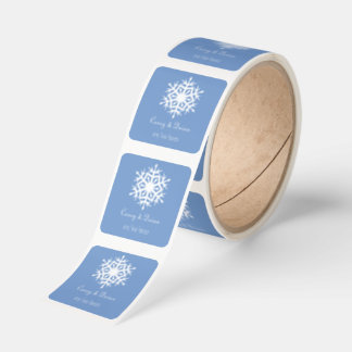Winter Snowflakes in Periwinkle Wedding Square Sticker