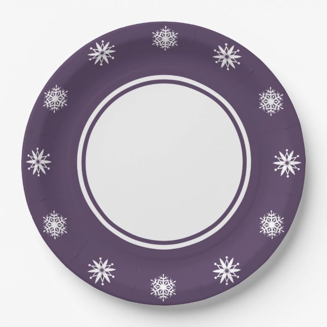 Winter Snowflakes in Purple Paper Plate (Front)