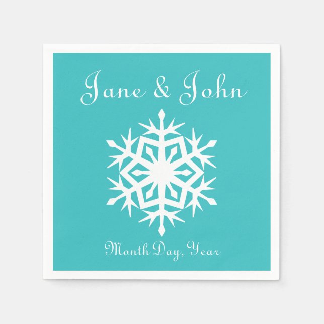 Winter Snowflakes in Turquoise Napkins (Front)