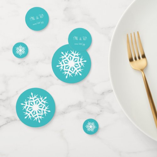 Winter Snowflakes in Turquoise Table Confetti