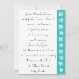 Winter Snowflakes in Turquoise Wedding Invitation