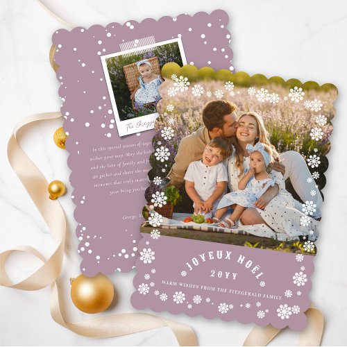 Winter Snowflakes Joyeux Noel Christmas Chic Photo Holiday Card