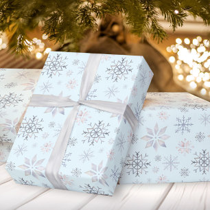 Winter Snowflakes Light Blue Christmas Wrapping Paper