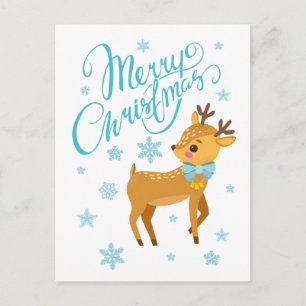 Winter Snowflakes Merry Christmas Deer Holidays Postcard