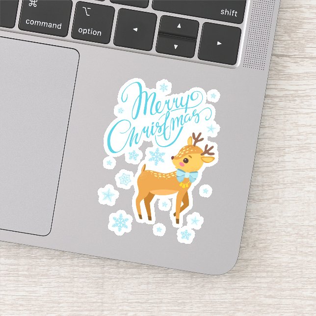 Winter Snowflakes Merry Christmas Deer | Holidays Sticker (Detail)