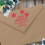 Winter Snowflakes Merry Christmas Return Address Self-inking Stamp<br><div class="desc">Personalize this self inking stamp with three artfully arranged snowflakes and your custom text for a festive way to stamp your return address or any message you like. MERRY CHRISTMAS in a jolly decorative font can be changed to HAPPY HOLIDAYS if you prefer, and adding your name and address is...</div>