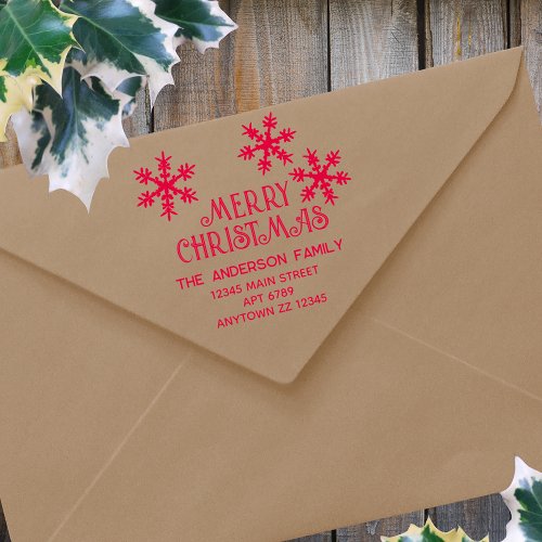 Winter Snowflakes Merry Christmas Return Address Self_inking Stamp