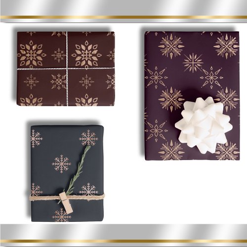 Winter Snowflakes Modern Elegant Patterns Wrapping Paper Sheets