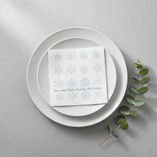 Winter Snowflakes Monogram Christmas Paper Napkins