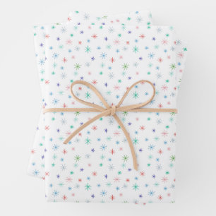 Winter Snowflakes Multicolor Retro Inspired Wrapping Paper Sheets