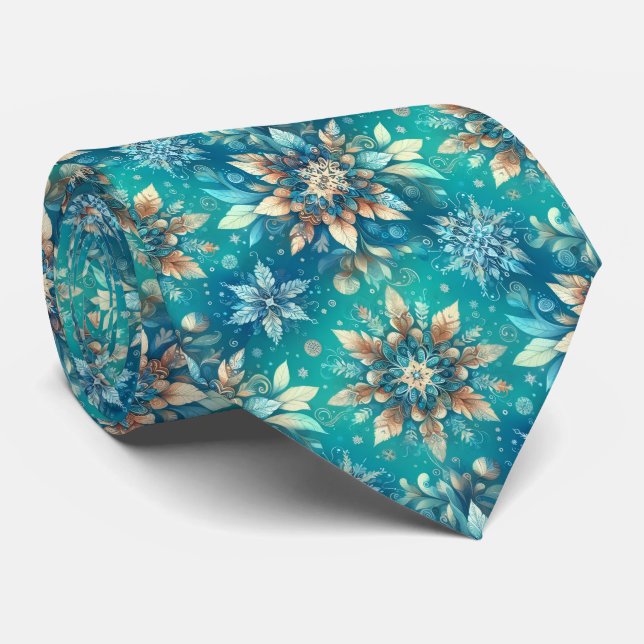 Winter Snowflakes  Neck Tie (Rolled)