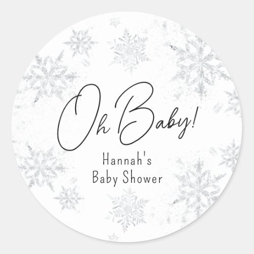 Winter Snowflakes Oh baby  Classic Round Sticker