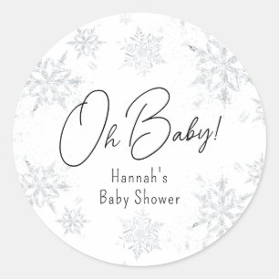 Winter Snowflakes Oh baby Classic Round Sticker