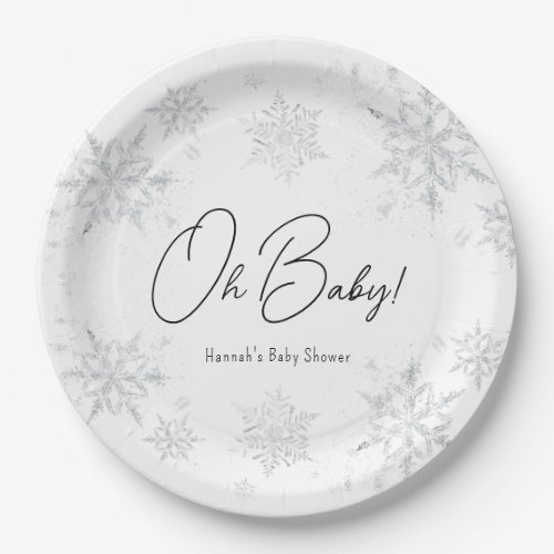 Winter Snowflakes Oh baby Paper Plates