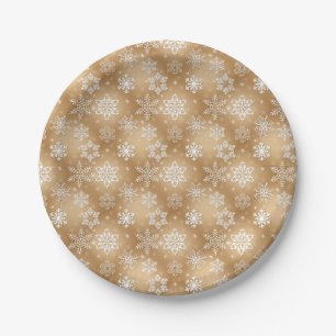 Winter Snowflakes on gold Paper Plates