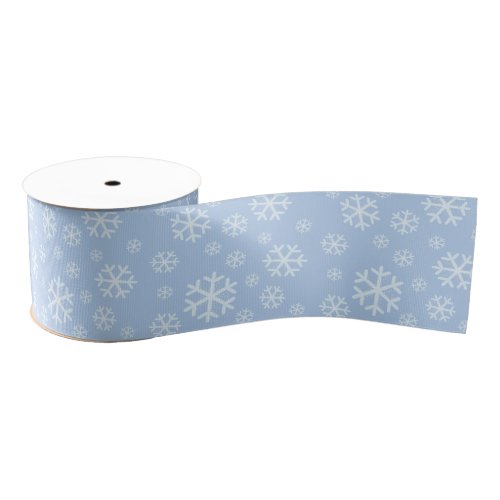 Winter Snowflakes on Light Blue Grosgrain Ribbon