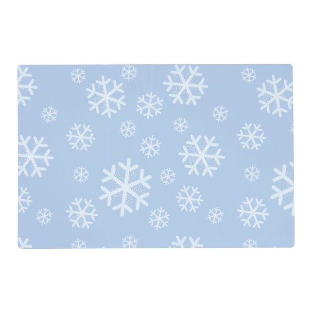 Winter Snowflakes on Light Blue Placemat (Front)
