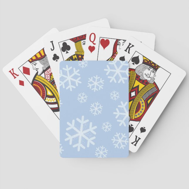 Winter Snowflakes on Light Blue Poker Cards (Back)