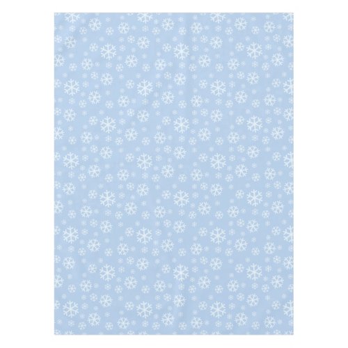 Winter Snowflakes on Light Blue Tablecloth