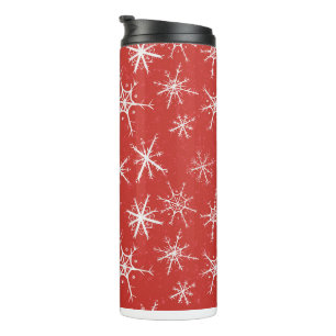 Winter Snowflakes on Red Thermal Tumbler