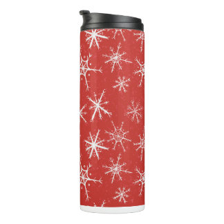 Winter Snowflakes on Red Thermal Tumbler