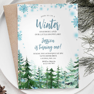 Winter Snowflakes Onederland 1st birthday Invitation