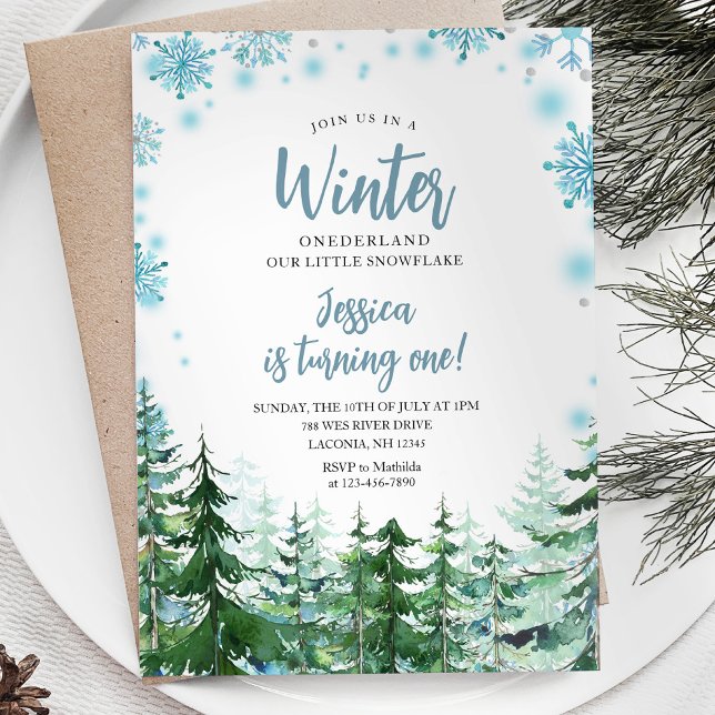 Winter Snowflakes Onederland 1st birthday Invitation (Creator Uploaded)