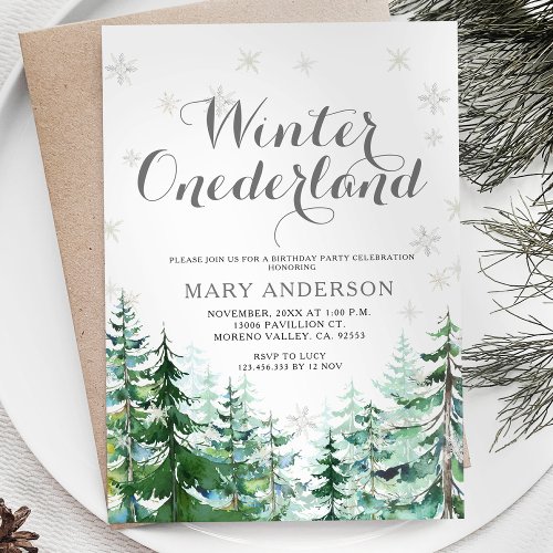  Winter Snowflakes Onederland Birthday Invitation