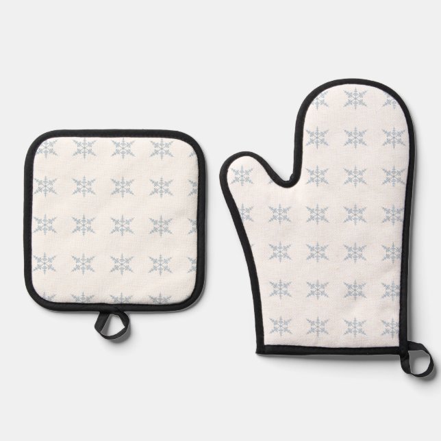 Winter Snowflakes  Oven Mitt & Pot Holder Set (Front)