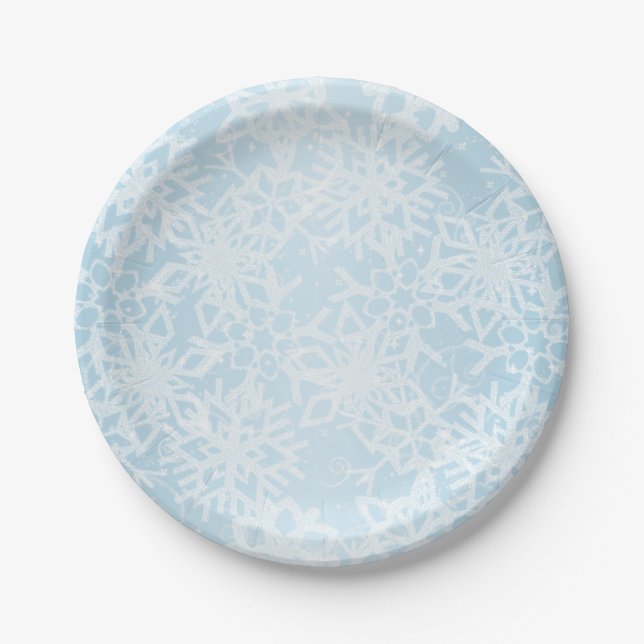 Winter Snowflakes Paper Plates (Front)