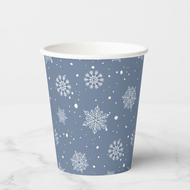 Winter Snowflakes Pattern Baby Its Cold Outside Paper Cups (Front)