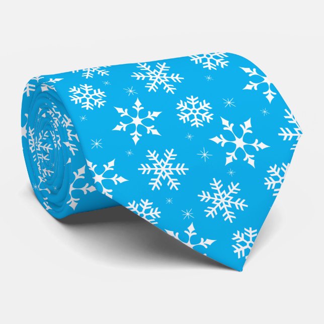 Winter Snowflakes Pattern Neck Tie (Rolled)