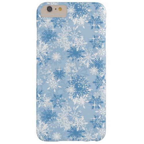 Winter snowflakes pattern on blue barely there iPhone 6 plus case