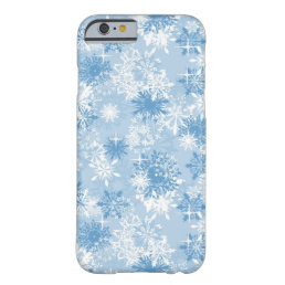 Winter snowflakes pattern on blue barely there iPhone 6 case