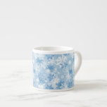 Winter Snowflakes Pattern On Blue Espresso Cup at Zazzle