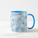 Winter Snowflakes Pattern On Blue Mug at Zazzle