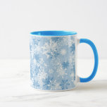 Winter snowflakes pattern on blue mug