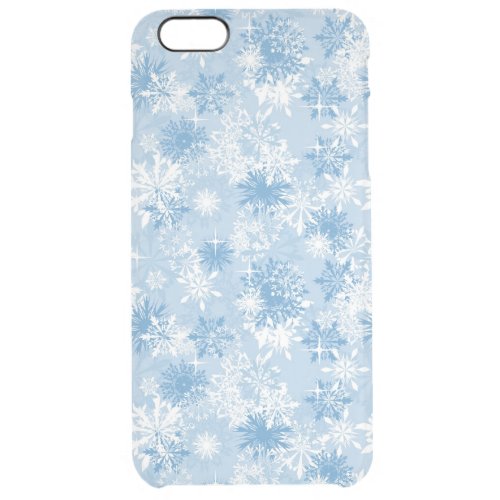 Winter snowflakes pattern on blue clear iPhone 6 plus case
