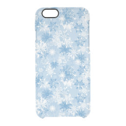 Winter snowflakes pattern on blue clear iPhone 6/6S case