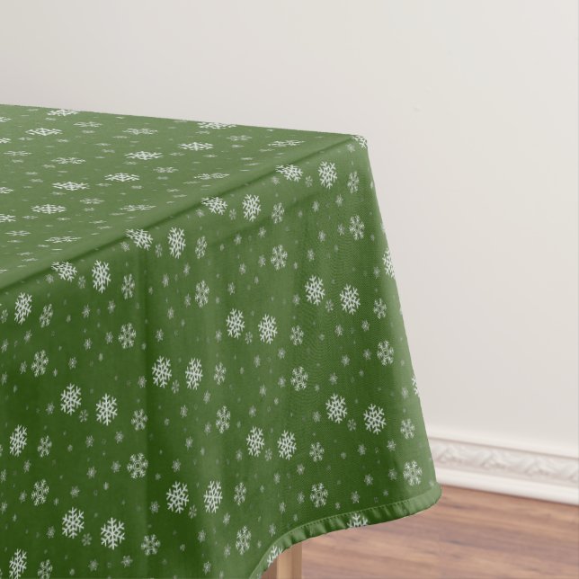 Winter Snowflakes Pattern Retro Vintage Christmas Tablecloth (In Situ)